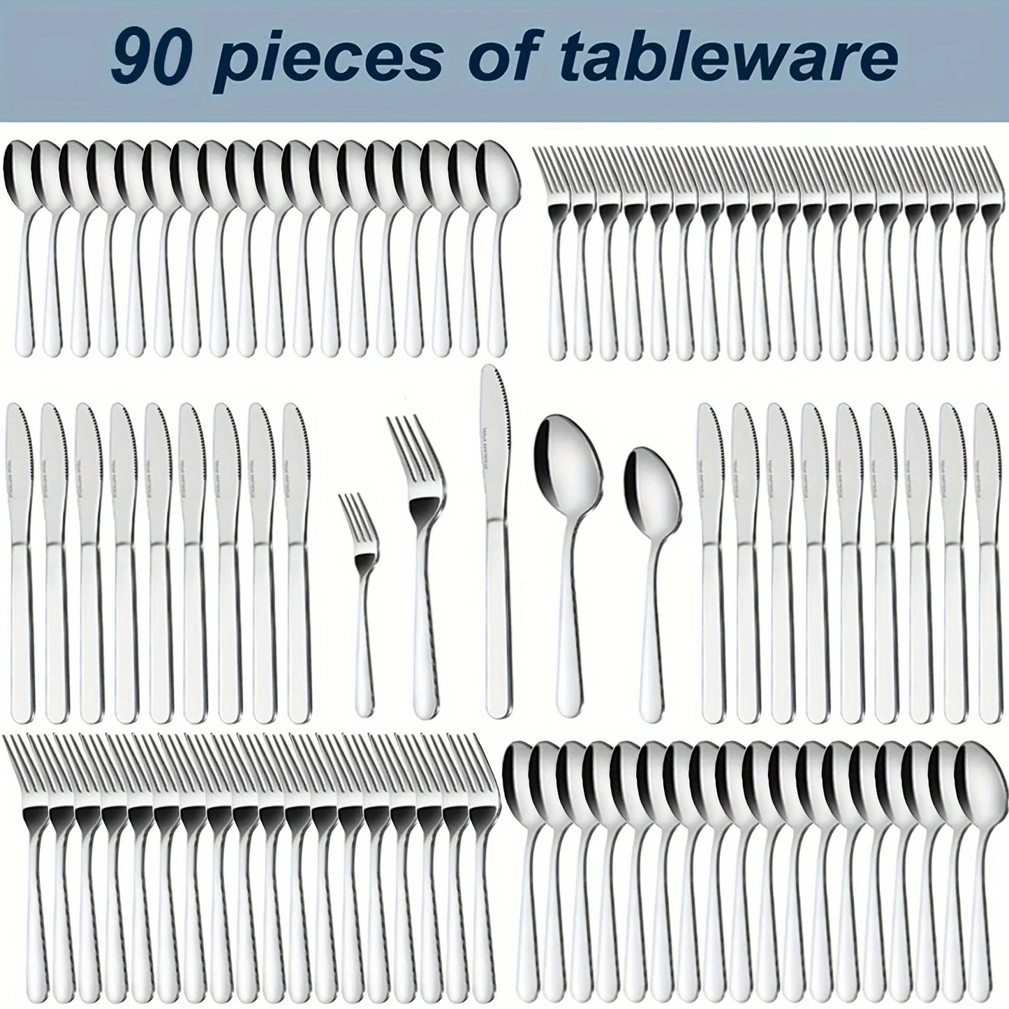 Stainless Steel Silverware  60/90 Pcs