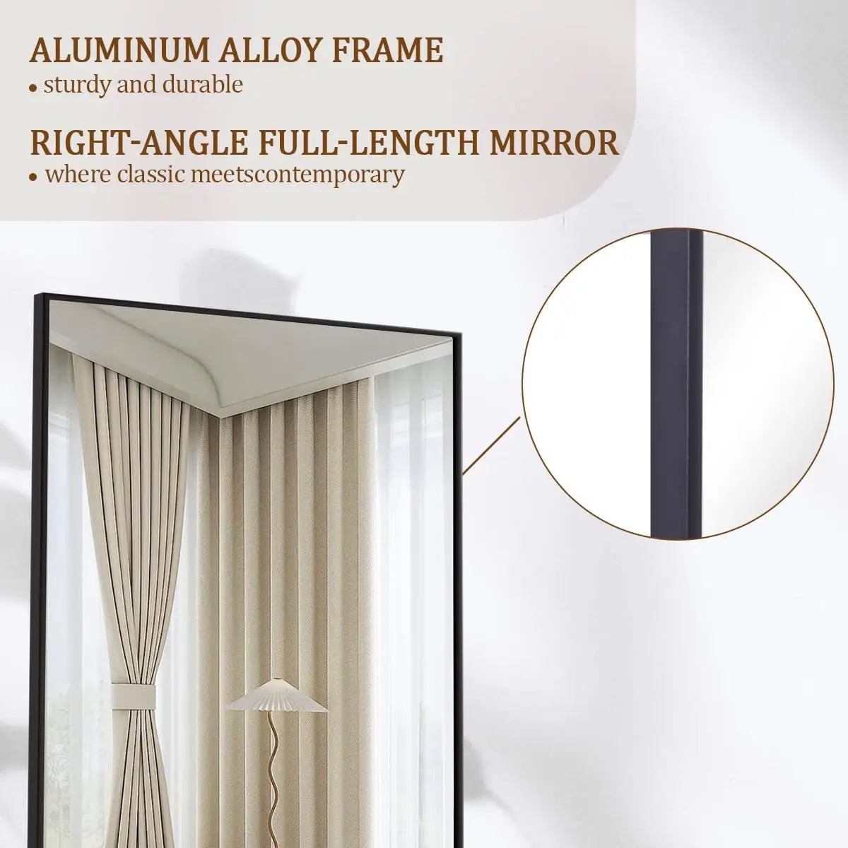Full Length Floor Mirror with Stand, Leaning, Standing or Hanging