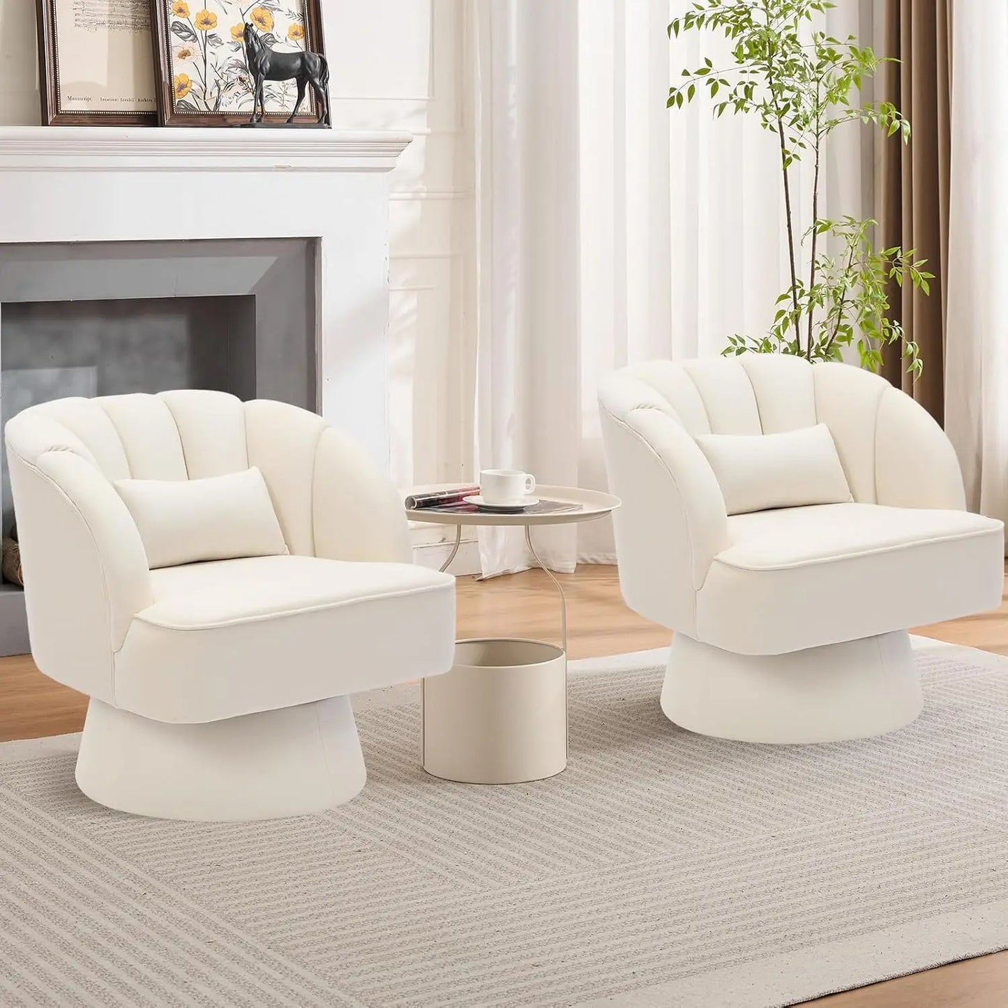 360° Swivel Barrel Round Accent Armchairs