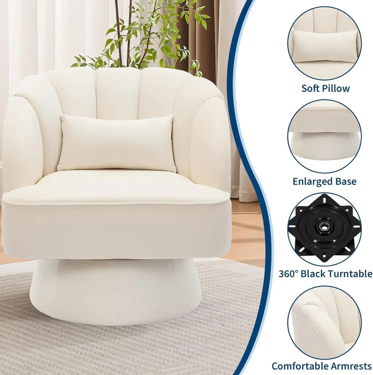 360° Swivel Barrel Round Accent Armchairs