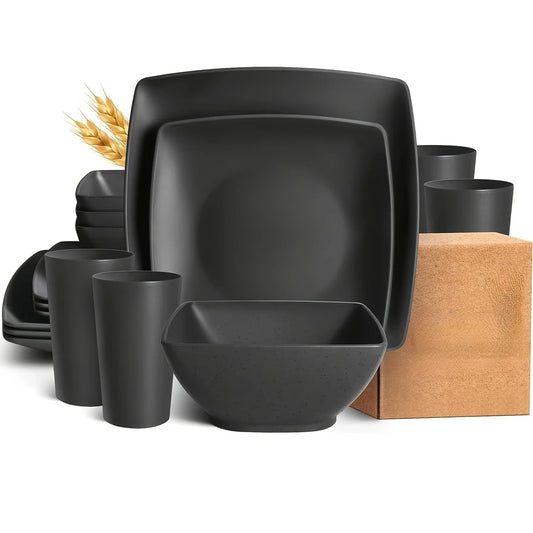 16/32Pcs Plastic Dinnerware Set -DurableDishwasher Safe Microwave Safe