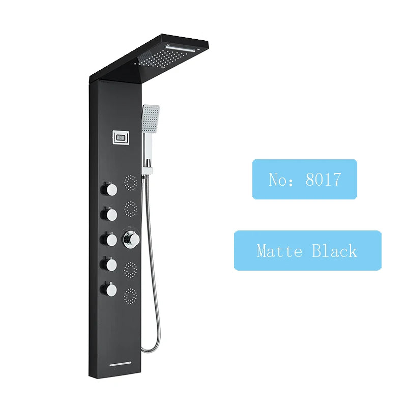 Luxury LED Spa Massage Jet Shower Head & Panel