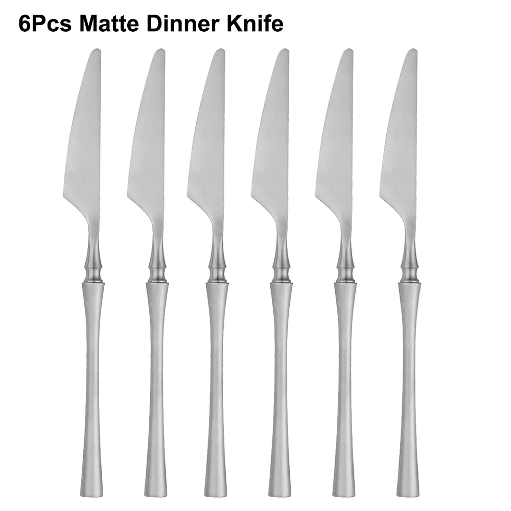 6/16/24Pcs Sliver Tableware Stainless Steel Cutlery