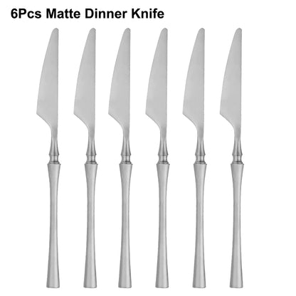 6/16/24Pcs Sliver Tableware Stainless Steel Cutlery