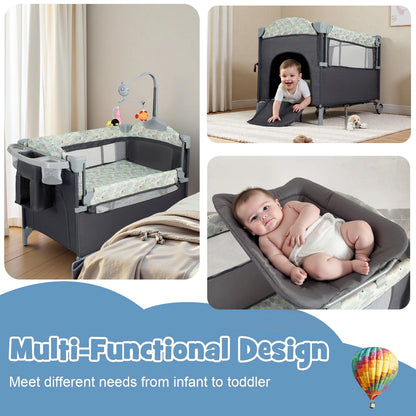 Pack n Play Portable Playard with Bassinet Travel Crib. Converts from  Folding Nursery Bed Playpen to  Changing Table Newborn to Toddler.
