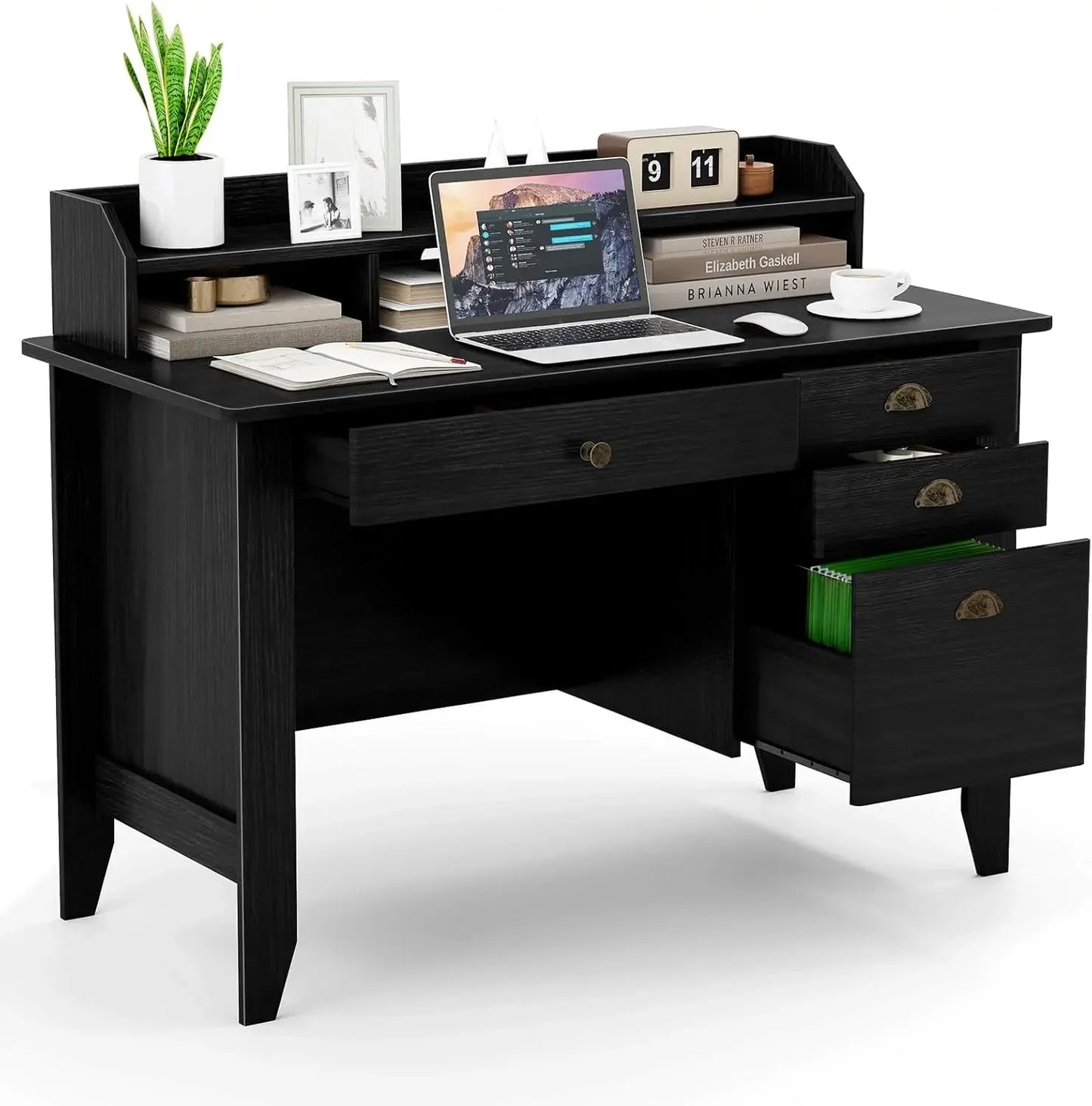 Computer Desk with 4 Drawers & Hutch