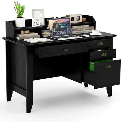 Computer Desk with 4 Drawers & Hutch