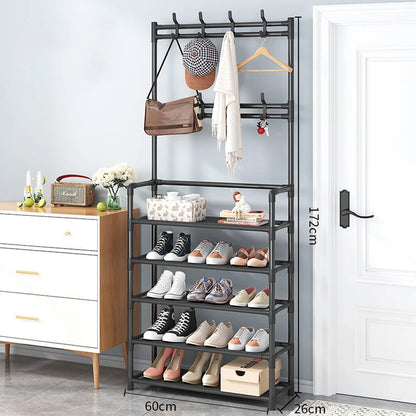 Multi Layer Storage - Hat rack, metal hook with 8 double hooks, space saving storage solution