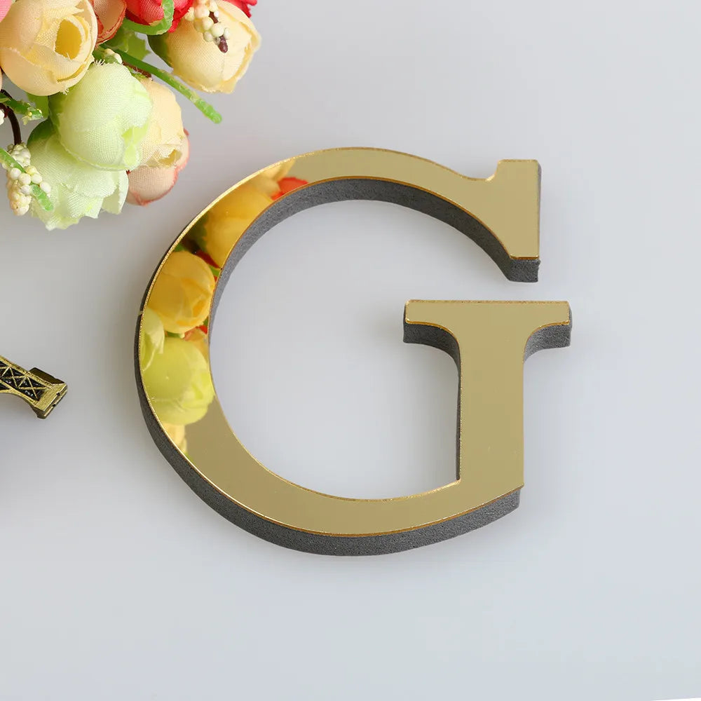 LETTERS
10CM 26 English Wall Sticker 3D Mirror Acrylic Gold Wall Sticker Decals Self-Adhesive