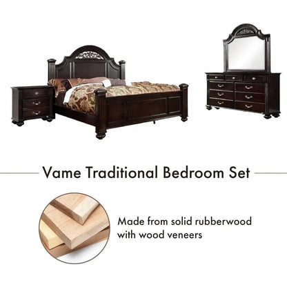 6-Piece Bedroom Set with Chest, Mirrored Dresser, 2 Nightstands, Bed