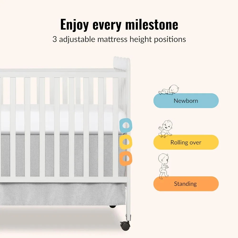 White, Gold Certified, Adjustable Mattress Heights, Convertible Crib to Toddler Bed