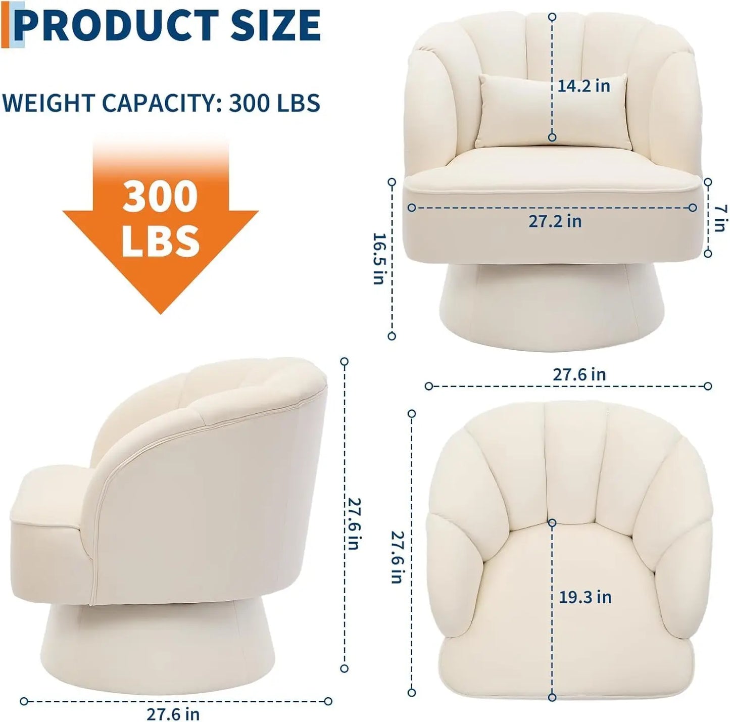 360° Swivel Barrel Round Accent Armchairs