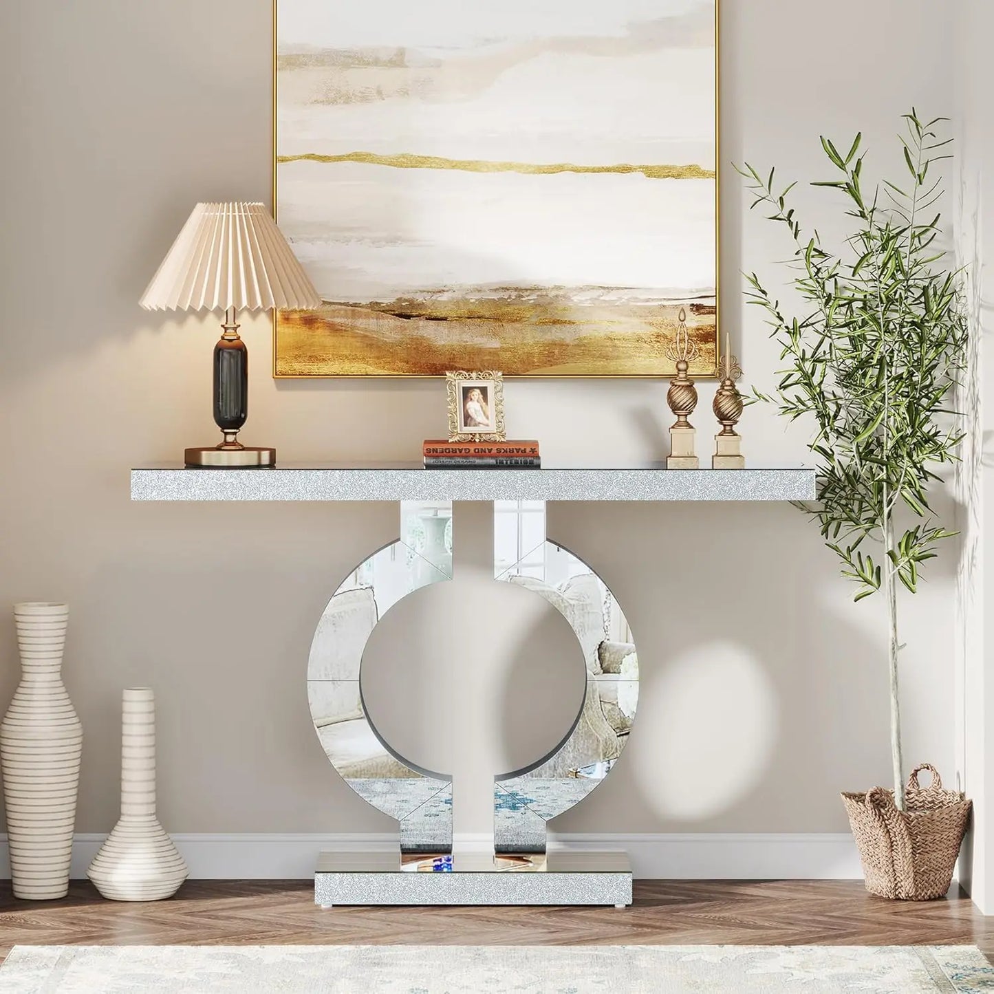 Modern Console Table with Thickened Mirror Finish