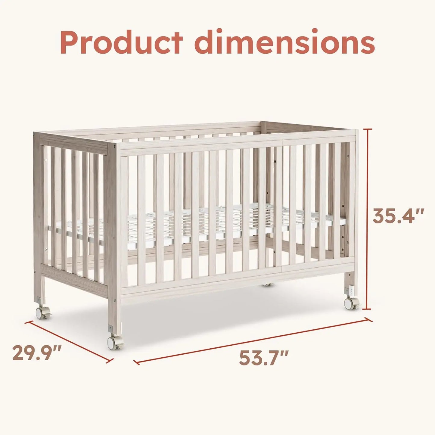 Convertible Baby Crib With Removable Wheels
