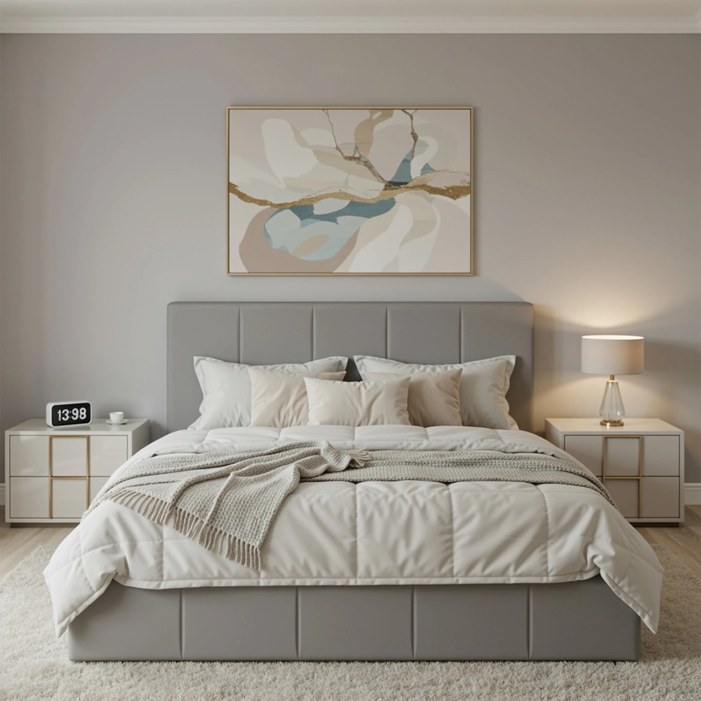 Dutch Velvet Platform Bed Frame -  Full/Queen/King Size  
 No Box Spring Needed
