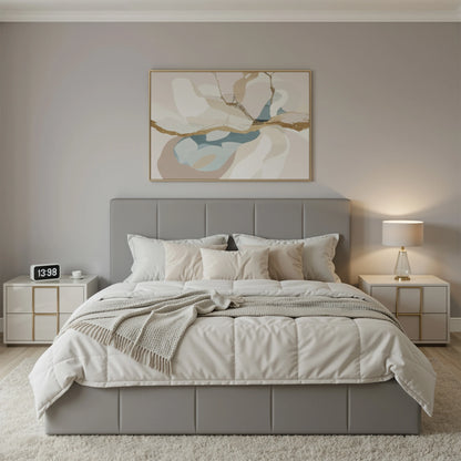 Dutch Velvet Platform Bed Frame -  Full/Queen/King Size  
 No Box Spring Needed