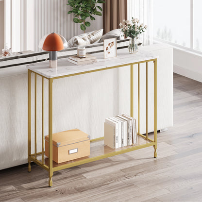 Multi-Function Table:  Console Table,  Sofa Tables , Narrow Entryway Table with Glass Shelf,  Behind Couch Table for Living Room