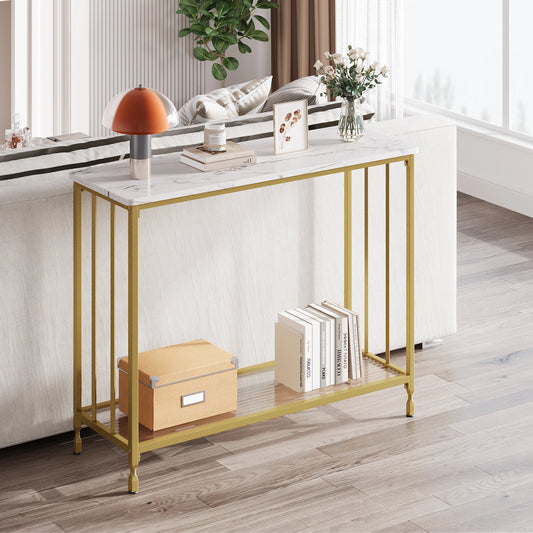 Multi-Function Table:  Console Table,  Sofa Tables , Narrow Entryway Table with Glass Shelf,  Behind Couch Table for Living Room
