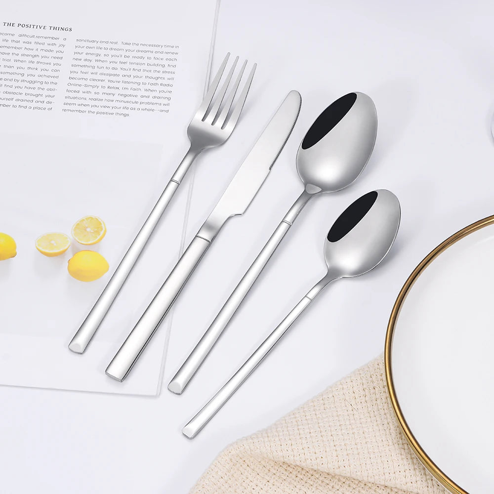 SIlverware Set in 4/6/16/24 Pcs Elegant High Polish Stainless Steel Cutlery Set