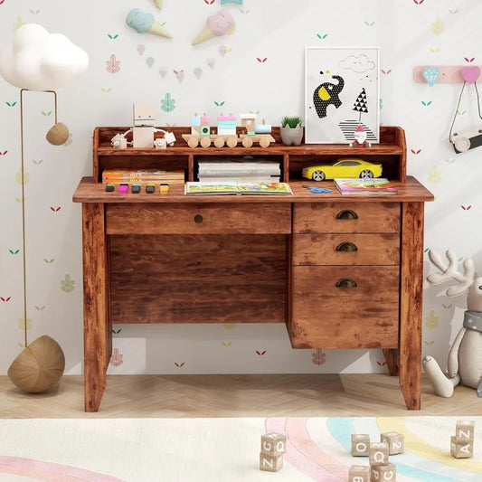Computer Desk with 4 Drawers & Hutch