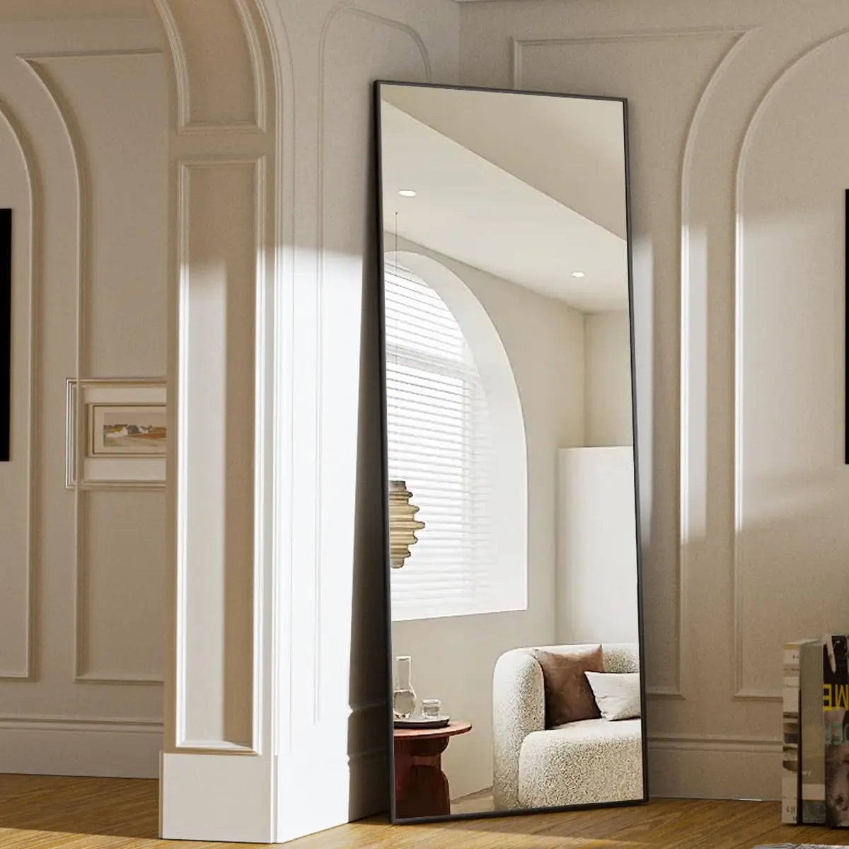 Full Length Floor Mirror with Stand, Leaning, Standing or Hanging