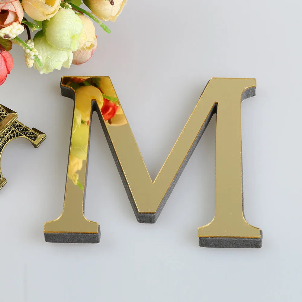 LETTERS
10CM 26 English Wall Sticker 3D Mirror Acrylic Gold Wall Sticker Decals Self-Adhesive