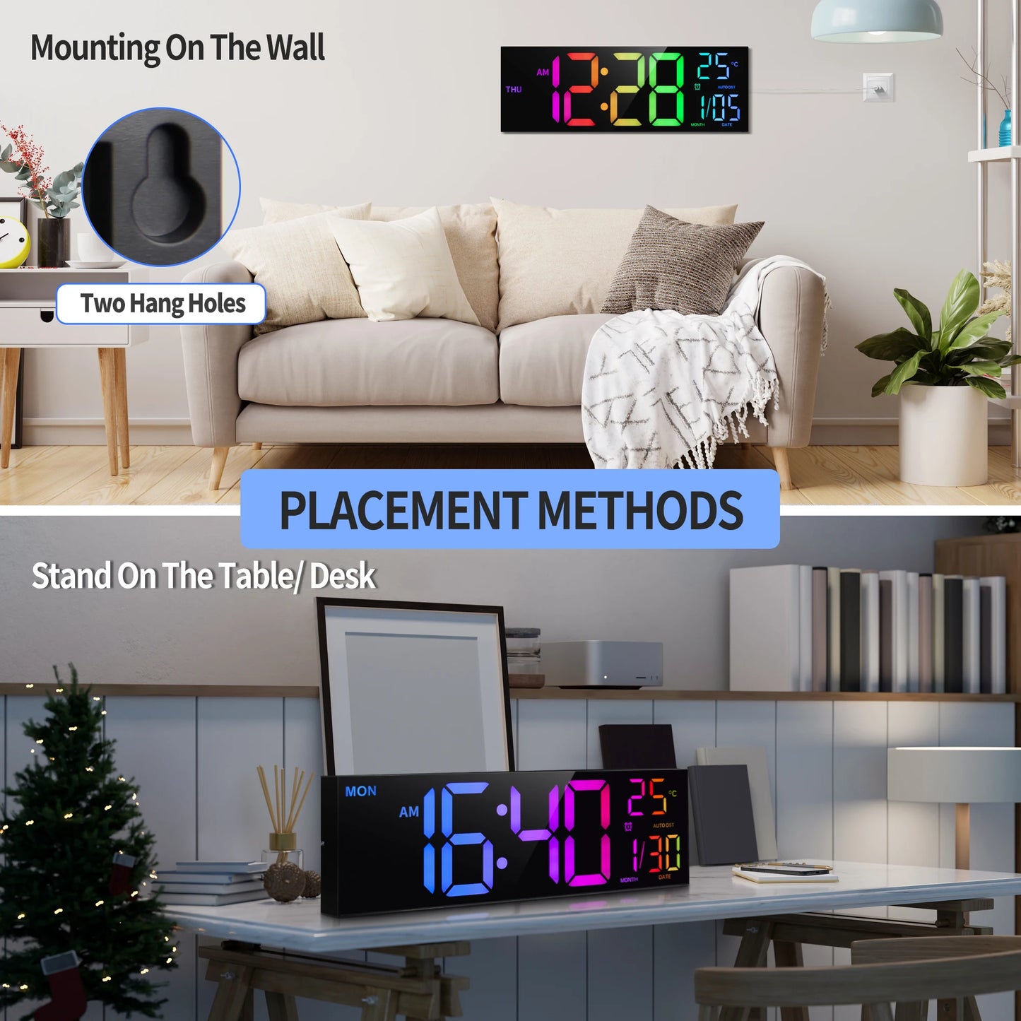 WALL CLOCK
16" Large Digital Display Wall Clock with Remote & Temperature
