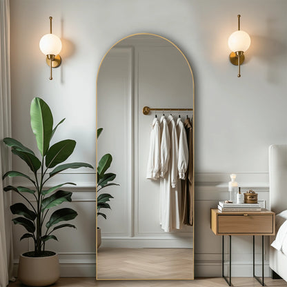 Arched Full Length Mirror Standing Full Body Mirror with Bracket