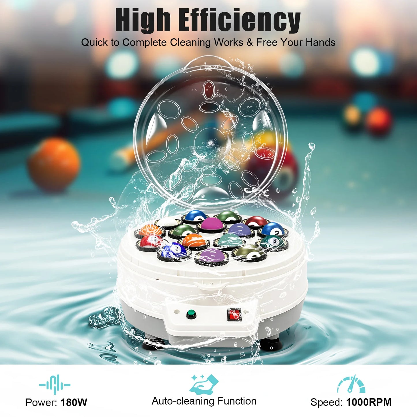BILLARD BALL CLEANER
16 Automatic Billiard Ball Cleaner, Electric Billiard Ball Cleaner, Polishing Machine for Billiard Balls
