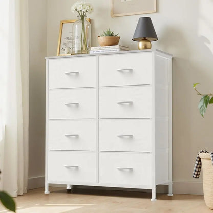 Dresser with 8 Drawers Wooden Top and Metal Frame