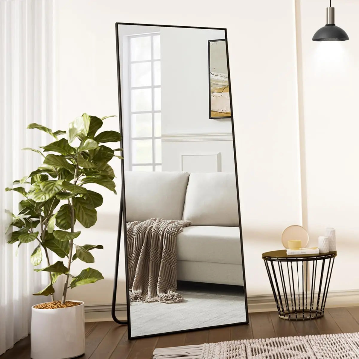 Full Length Floor Mirror with Stand, Leaning, Standing or Hanging