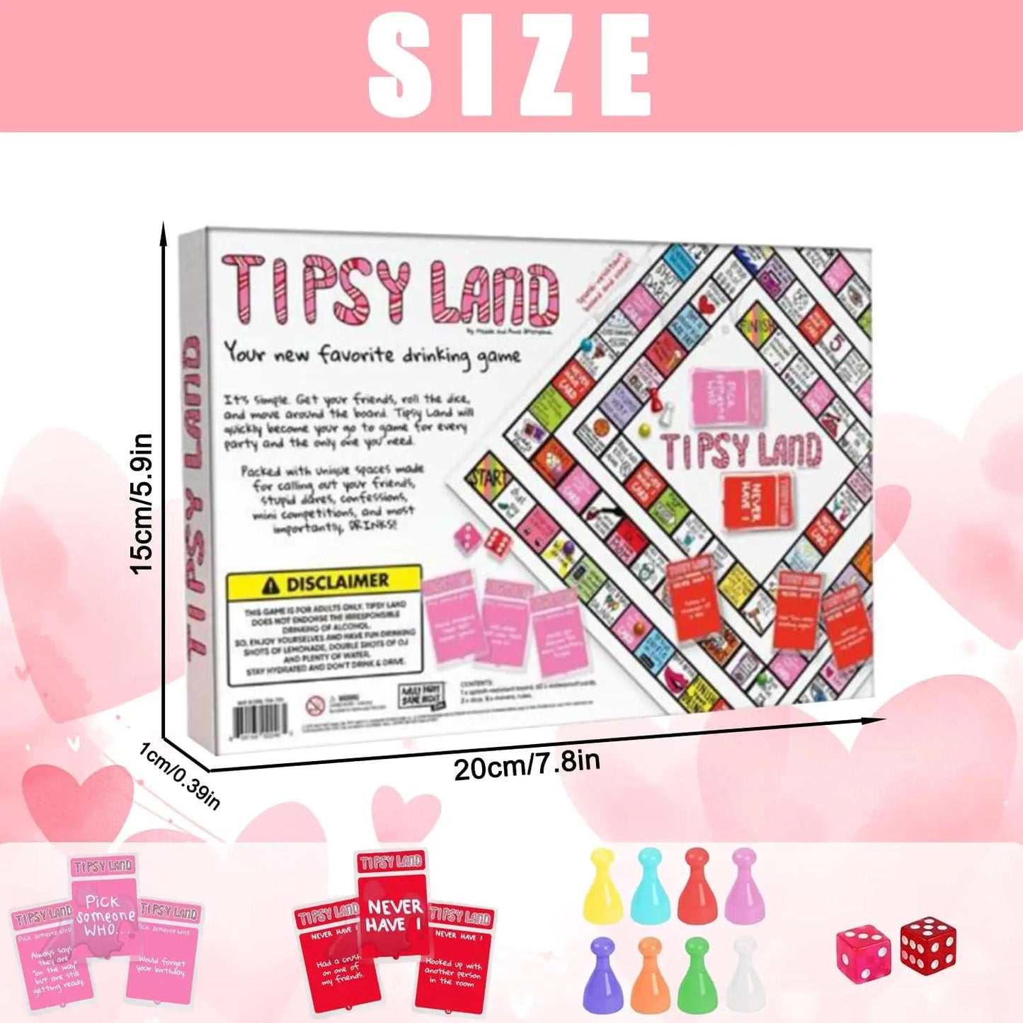 Tipsy Land Adult Party Game - Board Game for Singles; Girls' Nights; & Holiday Celebrations - Fun Drinking Challenges