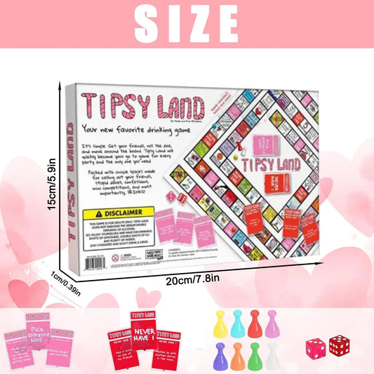 Tipsy Land Adult Party Game - Board Game for Singles; Girls' Nights; & Holiday Celebrations - Fun Drinking Challenges