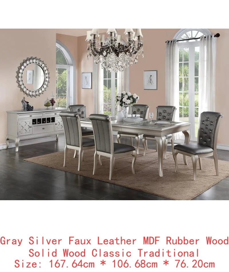 7pc Glass Rect.  Dining Room Set w/ 6 Chairs