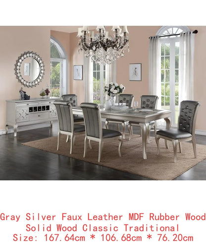 7pc Glass Rect.  Dining Room Set w/ 6 Chairs